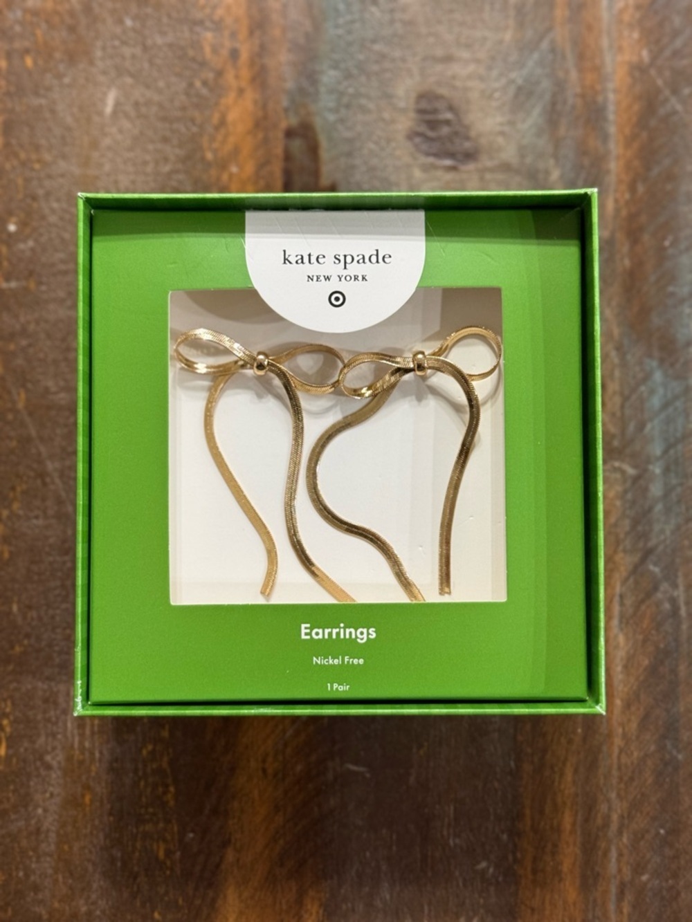 kate spade gold bow dangle earrings